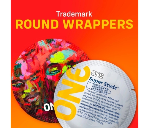 ONE Super Studs 12-Pack - Textured Latex Protective Covers, Vegan, 53 mm