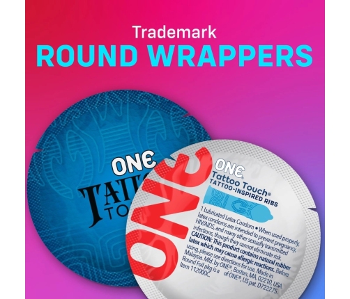 ONE Tattoo Touch 12 pcs Colorful Textured Vegan Latex Condoms