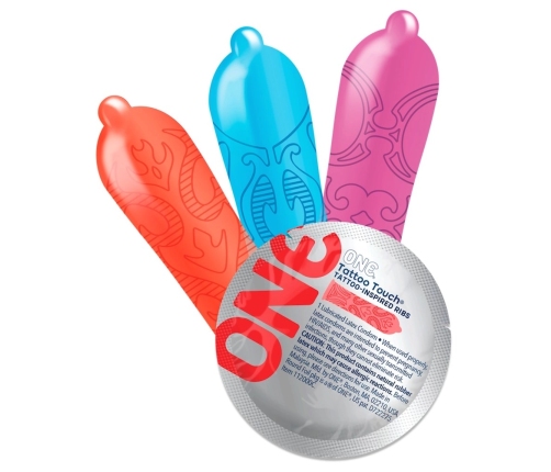 ONE Tattoo Touch 12 pcs Colorful Textured Vegan Latex Condoms