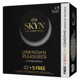 SKYN Unknown Pleasures Assorted Latex-Free Condom Set 42+5 Free, 53 mm
