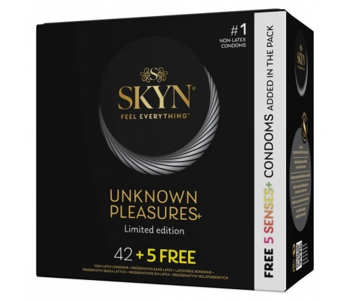 SKYN Unknown Pleasures Assorted Latex-Free Condom Set 42+5 Free, 53 mm