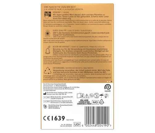 Durex Hautnah Extra Large Easy-On 10-Pack Latex Condoms 60mm