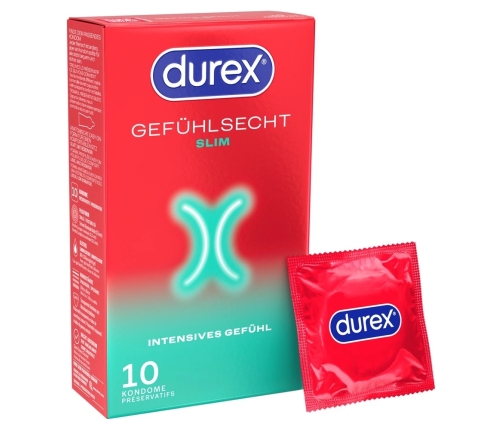 Durex Gefuhlsecht Slim 10-pack Anatomical Thin Latex Condoms