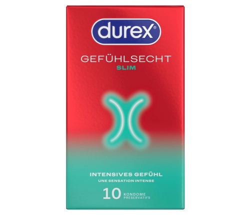 Durex Gefuhlsecht Slim 10-pack Anatomical Thin Latex Condoms