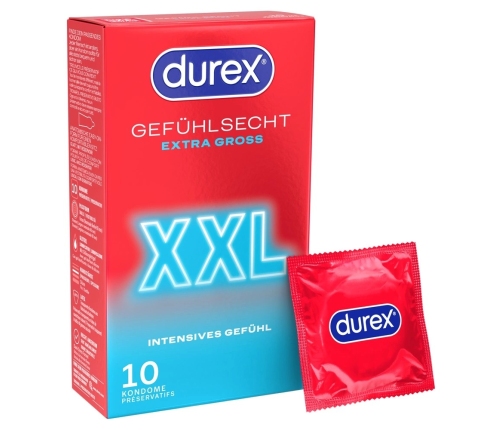 Durex Gefuhlsecht Extra Gross XXL 10 pcs - Large Anatomical Condoms 60mm