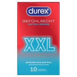 Durex Gefuhlsecht Extra Gross XXL 10 pcs - Large Anatomical Condoms 60mm Durex Gefuhlsecht Extra Gross XXL 10 pcs - Large Anatomical Condoms 60mm