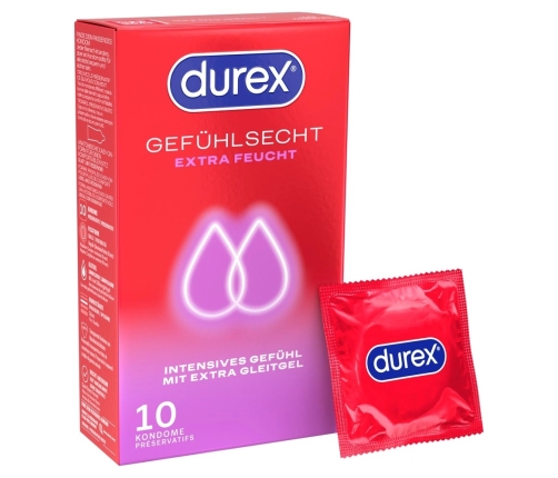 Durex Gefuhlsecht XtraFeucht 10pcs Anatomical Extra Lubricated Condoms