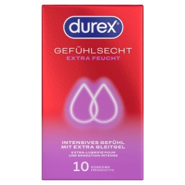 Durex Gefuhlsecht XtraFeucht 10pcs Anatomical Extra Lubricated Condoms
