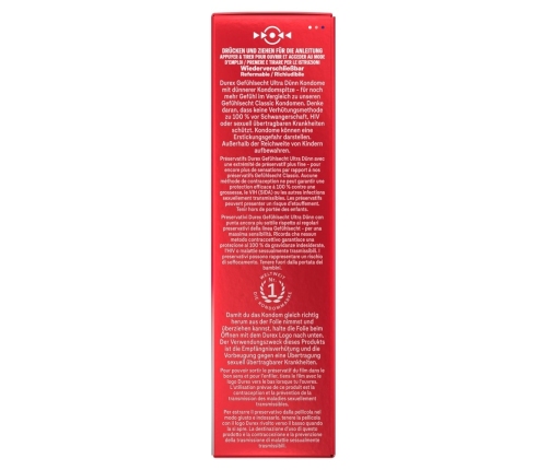 Durex Gefuhlsecht Ultra Thin 10-Pack Premium Latex Condoms 56mm