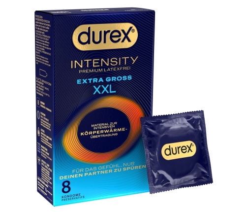 Durex Intensity Extra Large Nitrile Condoms 8 pcs - Latex-Free, 61 mm