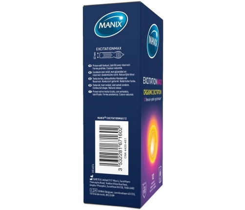 MANIX Excitation Max 12pcs Contoured Dotted & Ribbed Latex Condoms