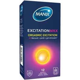 MANIX Excitation Max 12pcs Contoured Dotted & Ribbed Latex Condoms