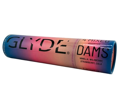 GLYDE Dams Mix 4-Pack Vegan Protective Latex Sheets Assorted Flavours