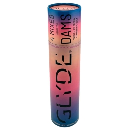 GLYDE Dams Mix 4-Pack Vegan Protective Latex Sheets Assorted Flavours