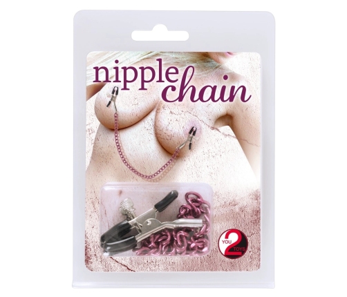 You2Toys Adjustable Nipple Clamps with Purple Chain 30cm