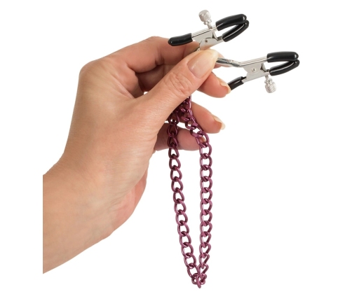 You2Toys Adjustable Nipple Clamps with Purple Chain 30cm