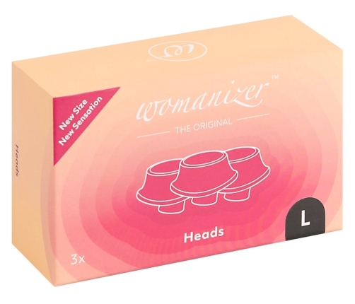 Womanizer Replacement Heads Pack 3x Black L - Silicone, Size L, 23mm