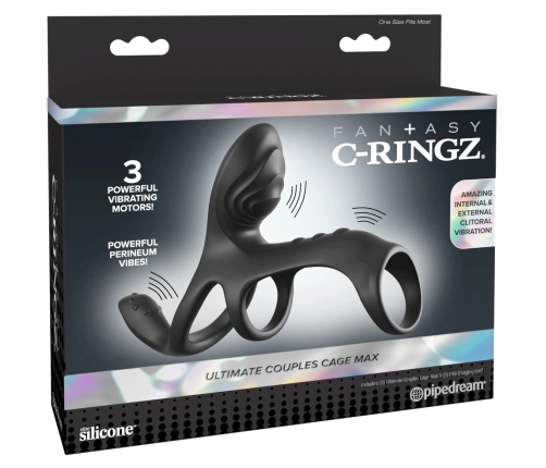 Fantasy C-Ringz Ultimate Couples Cage Max Black Silicone Intimate System