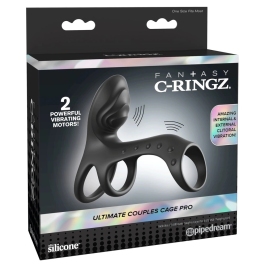Fantasy C-Ringz Ultimate Couples Cage Pro Black Silicone Duo Vibration