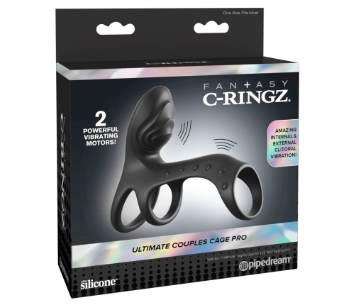 Fantasy C-Ringz Ultimate Couples Cage Pro Black Silicone Duo Vibration