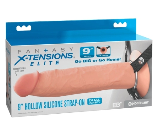 Fantasy X-TENSIONS FXTE 9'' Hollow Dual System Adjustable Strap-On Black