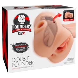 PDX Plus Double Pounder Vibrating Intimate System, Dual Tunnel, 20.5 cm