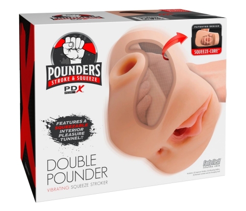 PDX Plus Double Pounder Vibrating Intimate System, Dual Tunnel, 20.5 cm