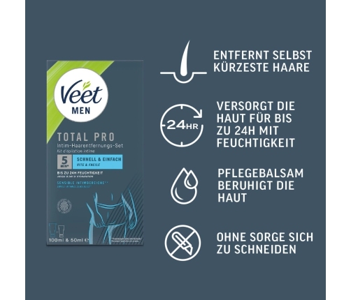 Veet Men TOTAL PRO Intimate Hair Removal Set Aloe Vera 2 pcs