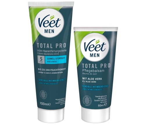 Veet Men TOTAL PRO Intimate Hair Removal Set Aloe Vera 2 pcs