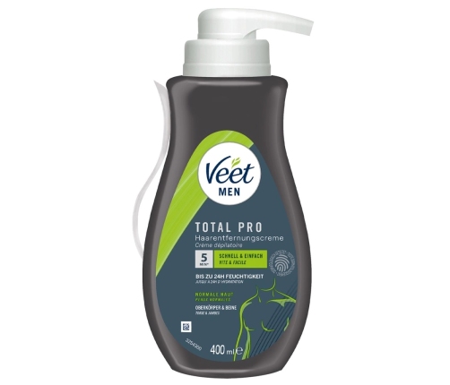 Veet Men Total Pro Hair Removal Cream 400ml Pump - Smooth Skin Formula