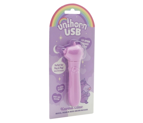 Unihorn USB Karma Lilac Mini Intimate Massager, Soft Silicone, 14.3 cm