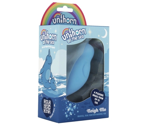 Unihorn Narwhal Dual-Ended Silicone Intimate Device, Blue, 14.3 cm