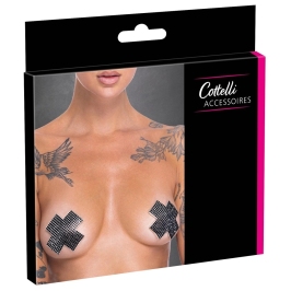 Cottelli Accessoires Cross Black Decorative Nipple Stickers 7.5 cm