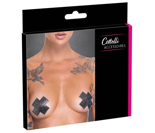 Cottelli Accessoires Cross Black Decorative Nipple Stickers 7.5 cm