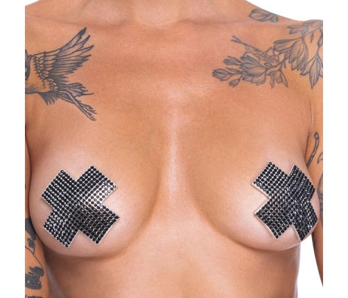 Cottelli Accessoires Cross Black Decorative Nipple Stickers 7.5 cm