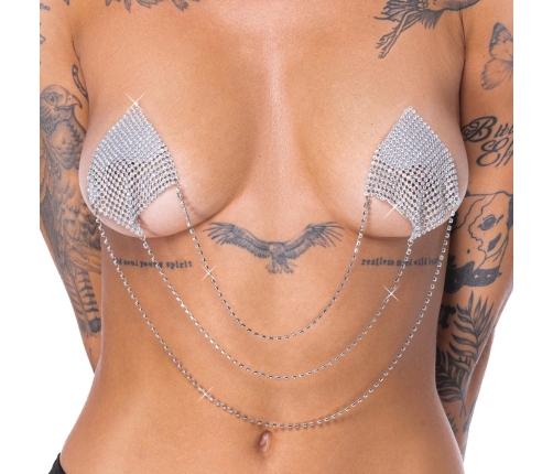 Cottelli Accessoires Silver Decorative Nipple Stickers with Chains 6.5cm