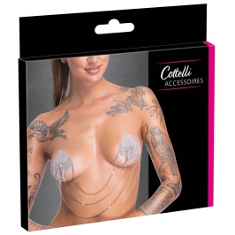 Cottelli Accessoires Silver Decorative Nipple Stickers with Chains 6.5cm