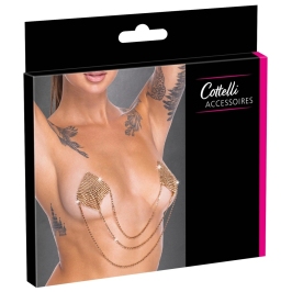 Cottelli Accessoires Gold Square Nipple Stickers with Chains 6.5x6.5cm