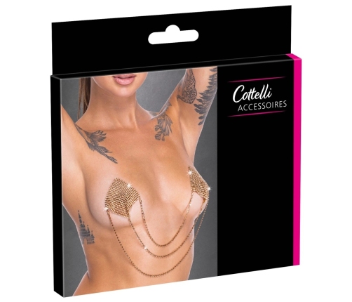Cottelli Accessoires Gold Square Nipple Stickers with Chains 6.5x6.5cm
