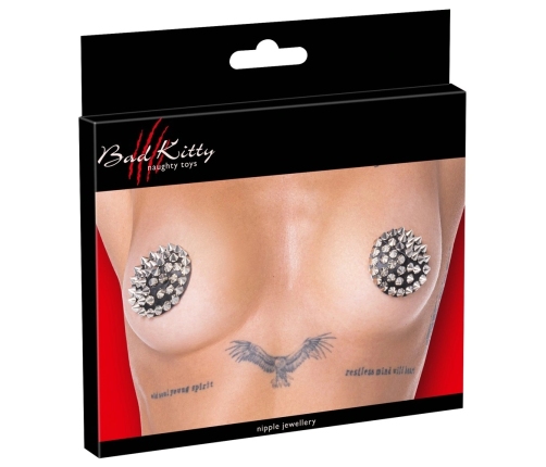 Bad Kitty Black Spike Pasties Reusable 7 cm Pair