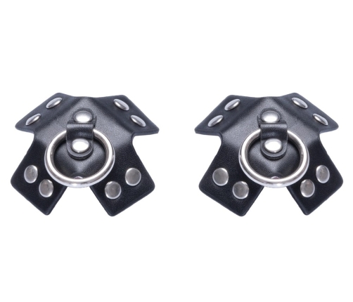 Bad Kitty Black X-Shape Adhesive Nipple Covers with Studs 7x7cm