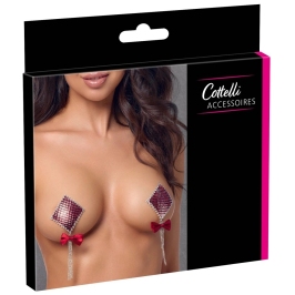 Cottelli Accessories Red Gem Bow Adhesive Nipple Decorations 7.5cm