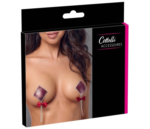 Cottelli Accessories Red Gem Bow Adhesive Nipple Decorations 7.5cm