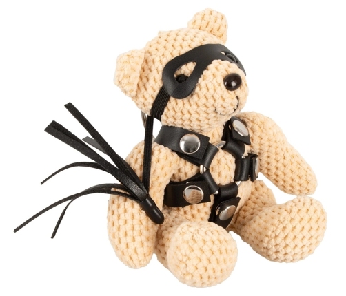 Bad Kitty Teddy Keychain 11cm - Plush Mascot with Mini Harness & Mask