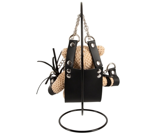 Bad Kitty Teddy Bear with Harness & Swing - 11 cm, Keychain Accessory