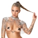 Bad Kitty Spiked Collar & Shoulder Chain - Adjustable Silver Body Jewelry