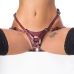 ZADO Leather Strap-On Harness S/M Adjustable Red & Black Metal Details