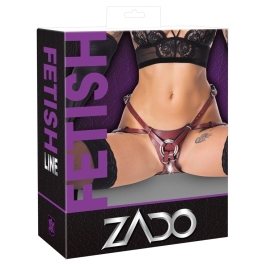 ZADO Leather Harness Adjustable L/XL Red & Black with Metal Details