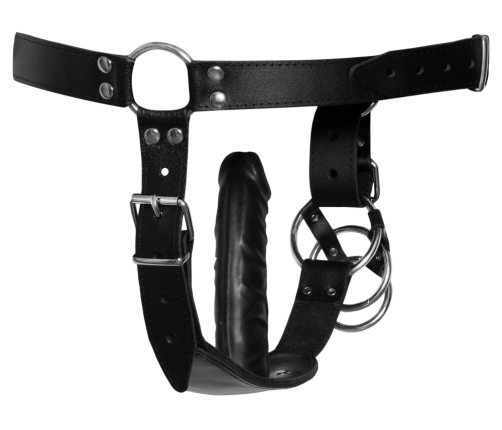 ZADO Leather Harness L/XL with Adjustable Rings and Latex Insert