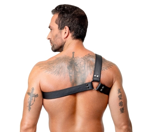ZADO Men's Leather Harness XL-2XL Adjustable Black Cowhide Strap